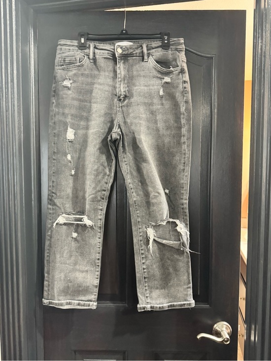 VERVET BY FLYING MONKEY Denim - VERVET BY FLYING MONKEY Distressed Gray Cropped Jeans